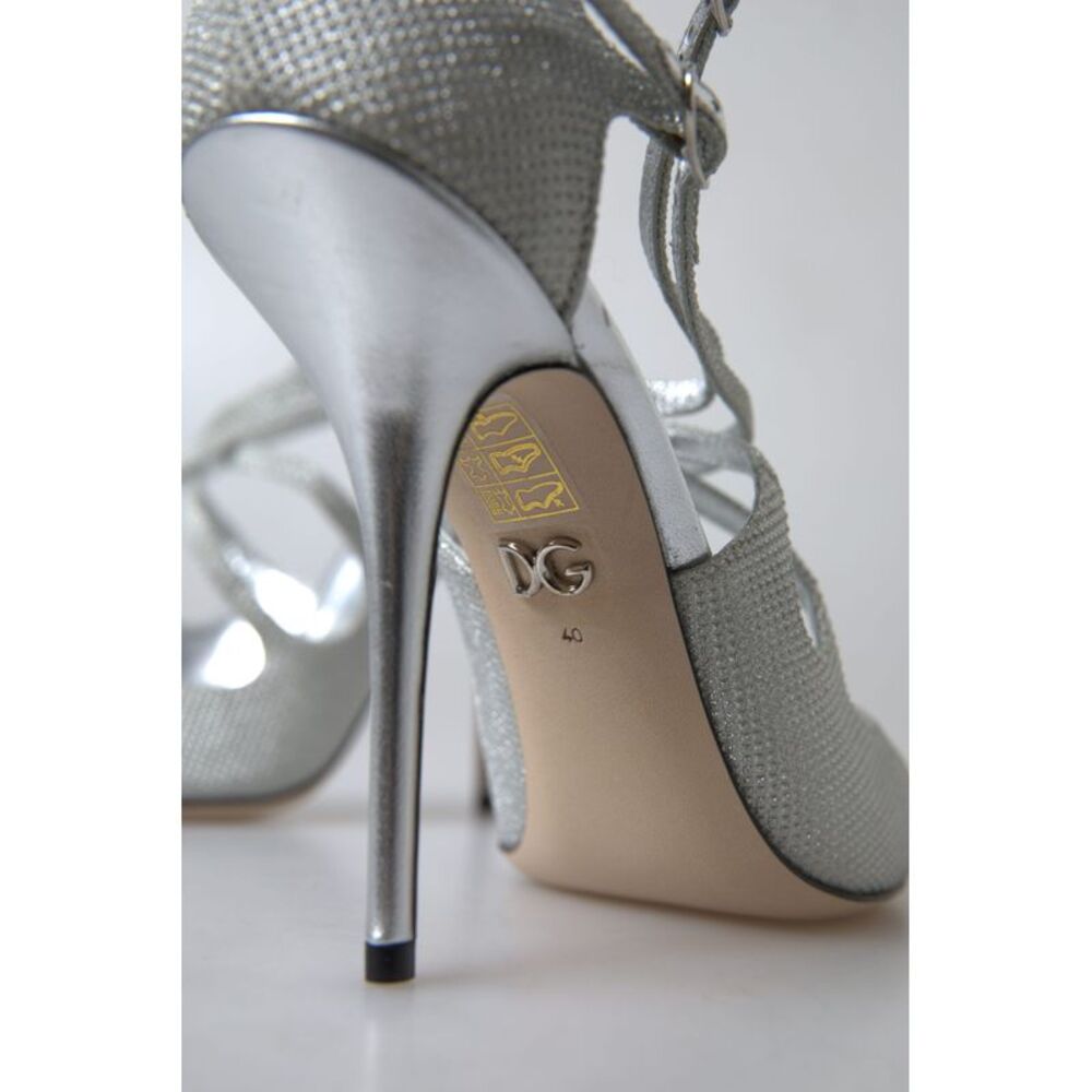 Dolce & Gabbana Silver Shimmers Sandals Heel Pumps Women's Shoes